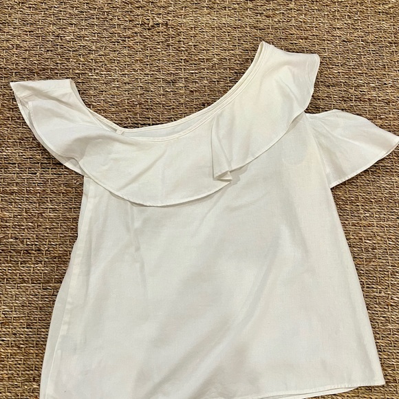 MADEWELL - One-shoulder Ruffle Top Blouse White, Size 0 - Picture 8 of 10